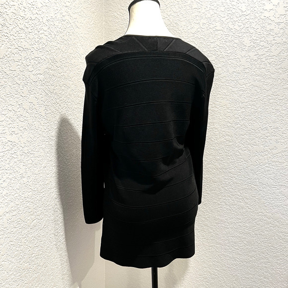 Cache Black Long Sleeve Zip Up Zip Down Sweetheart Neck Sweater Women's Large - Picture 4 of 11